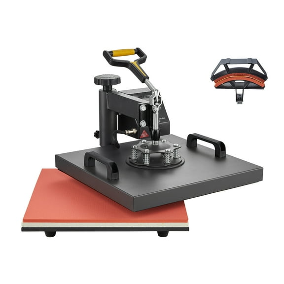 KFFKFF Heat Press, Dimensions 15 x 15 inch, Dual Functionality with Cap Press, 360掳 Rotating Tee-Shirt Application, Digitally Accurate Control, Quick Uniform Warming for Tees/Hats, Black