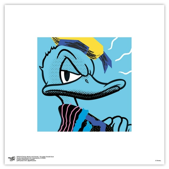 Gallery Pops Disney Mickey and Friends - Hi-Lighter Donald Duck Wall Art, Unframed Version, 12" x 12"