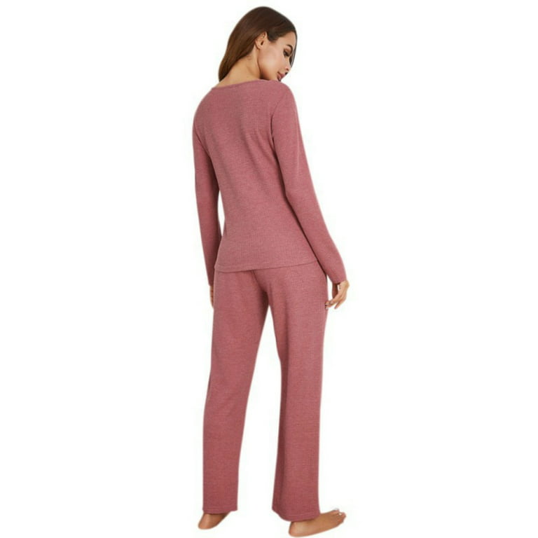 Women Loungewear Sets 2 Piece pj Sets,Long Sleeved V Neck Sweatshirt with  Drawstring Pajamas Sweatpants Sets,Winter Indoor Sleepwear Sweatsuits  Casual