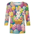thumbnail image 5 of Xixinqiwan Women's Easter Tops Plus Size,Happy Easter 3/4 Sleeve Women's Tops Dressy Bunny Eggs Print Trendy Pullover Shirts Crewneck Holiday Blouse, 5 of 5