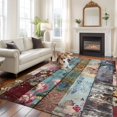 thumbnail image 3 of Vintage Flower Large Area Rugs for Bedroom Living Room, Soft Non Slip Carpet Bedside Rug, Retro Botanical Floral Wooden Rectangular Floor Cover Kitchen Accent Rug 5'x8' for Dining Room/Office, 3 of 9