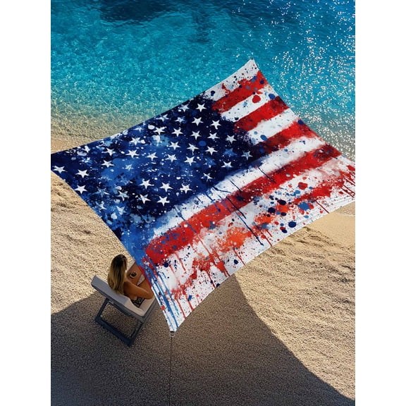 Outdoor Sun Shade Sail 12'x16', American Flag Independence Day Patio Beach Shade Canopy Cloth Waterproof, 4th of July USA Flag TearResistant & UV Protection Sun Sail for Backyard Garden Deck