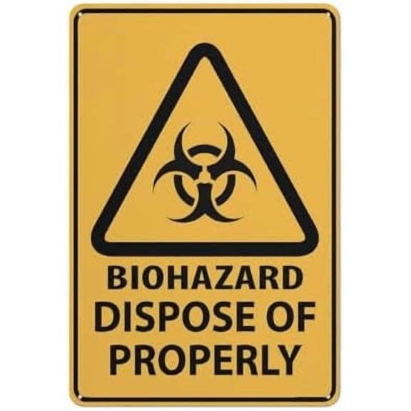 Caution Biohazard Dispose Of Properly Sign 12X8 Inch Aluminum Uv Ink Printed For House And Business