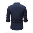 thumbnail image 7 of Mens Casual Shirts Qiggri Men Casual Fashion Solid Colour Round Neck Button Long Sleeve Shirt Blouse, 7 of 7
