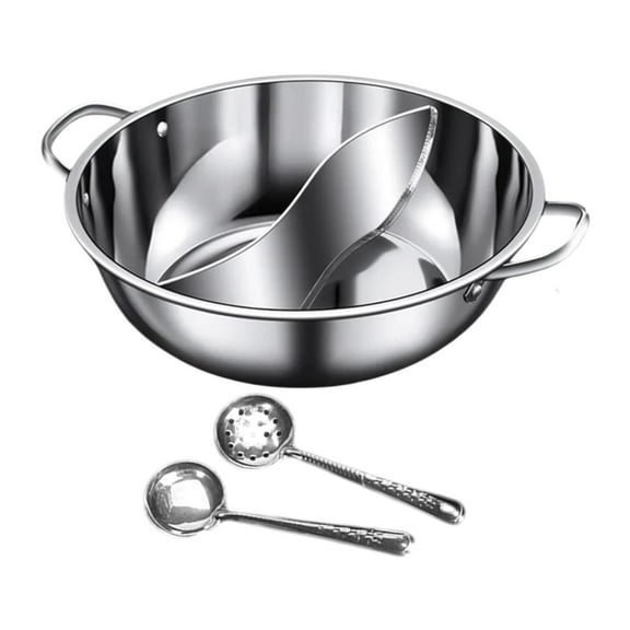 WeiLaiKeQi Stainless Steel Chinese Double Sided Pot Set Cookware for Party Household Home 34cm