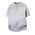 thumbnail image 4 of vdgthytj Short Sleeve Tops for Men Henley Neck Button Knit Sweater Shirts Loose Fitting Summer Business Casual Shirts, 4 of 4
