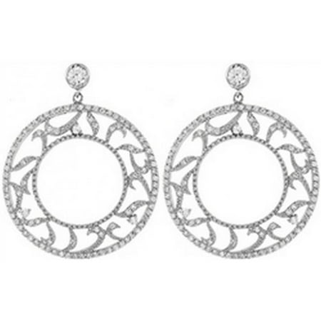 Doma Jewellery DJS01980 Sterling Silver (Rhodium Plated) Earring with CZ - 35mm Diameter