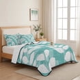 thumbnail image 5 of Quilts Full Size, Teal Green Leaves Soft Comforter Bedding Set for Bed, Farmhouse Botanical Branch Vintage Boho Leaf Lightweight Quilted Bedspread with Pillow Cover(2 Pieces) All Season, 78x90 Inch, 5 of 9