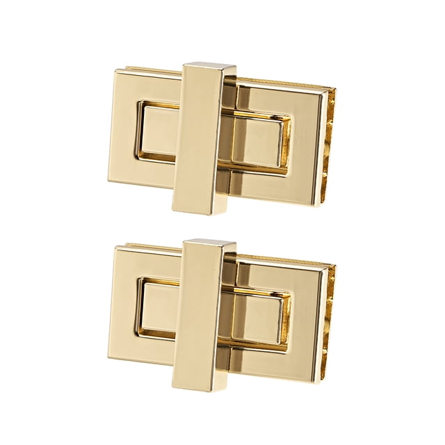 Unique Bargains 2 Sets Rectangular Purses Twist Lock 44mm x 22mm Clutches Closures for DIY Bag Making, Light Gold