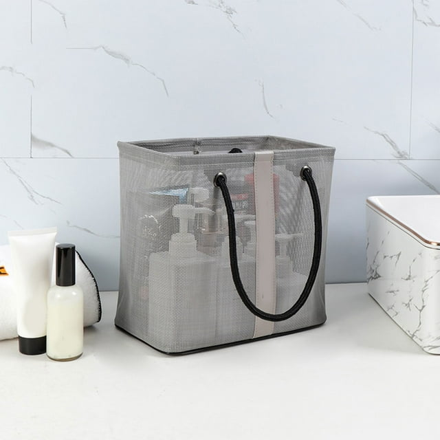 GFHFHITJ Polyester Storage Bag Toilet Bag Storage Bag Metal Frame Polyester Material Shower Handle Basket Bath Bag
