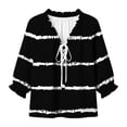 thumbnail image 4 of Edvintorg Womens 3/4 Sleeve Tops and Blouses Fashion Striped V Neck Loose Pullover Shirt Plus Size Womens Trendy Clothes Black XXXL, 4 of 8