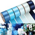 thumbnail image 1 of Cinta de satén decorativa de Lyrow, 6 rollos, 200 yardas, azul, 1 of 7