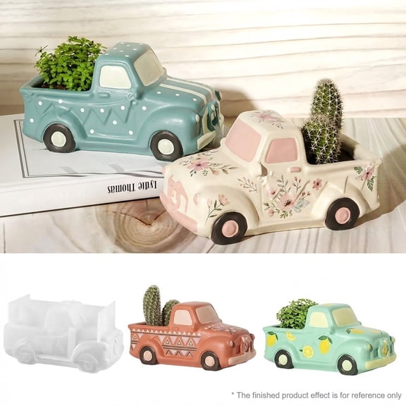 Truck Plant Pot Silicone Mold for Resin Concrete - 3D Retro Car Shape Candle Holder Container Storage Succulent Planter Mold for Epoxy Casting Cement Plaster, Art Craft Decor Mold