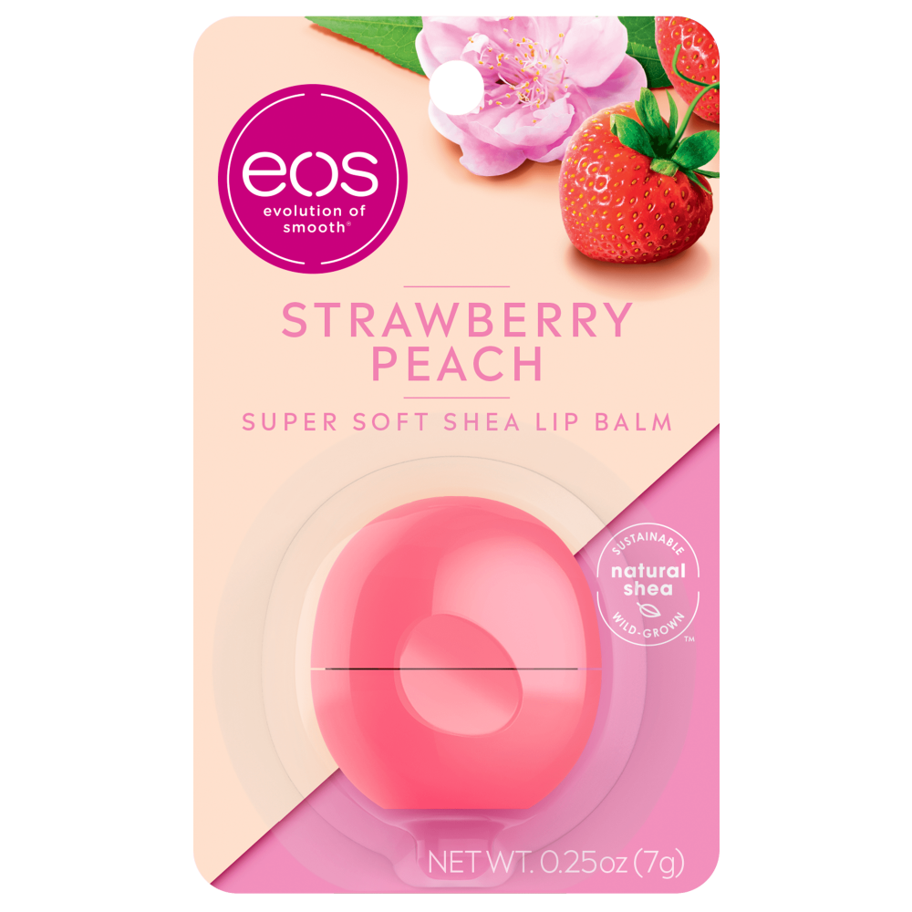 eos Super Soft Shea Lip Balm Sphere Strawberry Peach , Moisuturzing