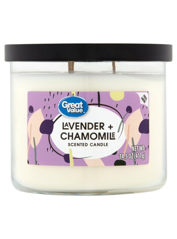 Great Value Lavender & Chamomile Scented Candle, 14 oz