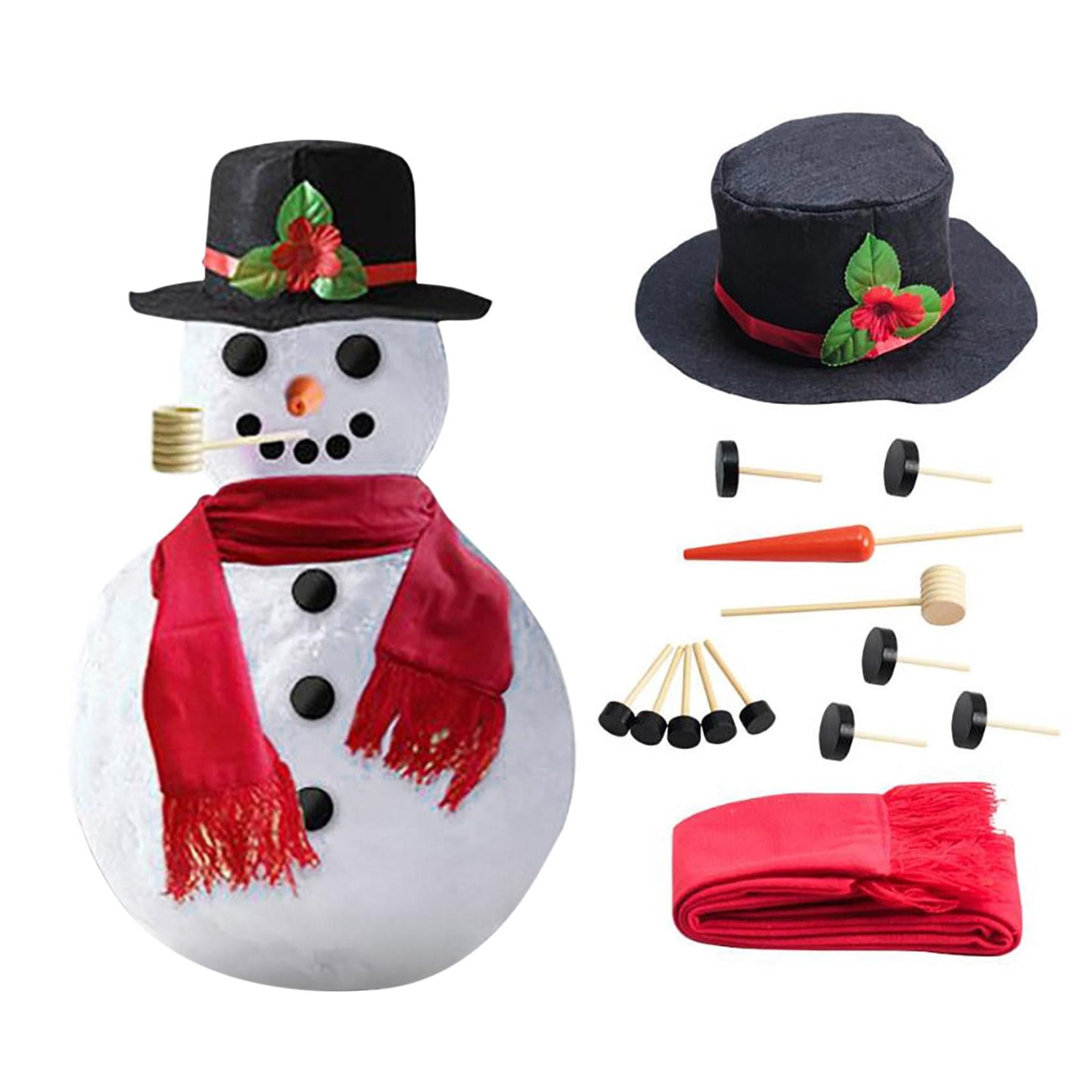 Snowman Kit 14Pcs Build a Snowman Kit Including Top Hat Carrot Nose Tobacco Pipe Scarf 10 Buttons Snowman Kit for Child Outdoor 1 Set without Arms Winter Snowman Dress Up Toys