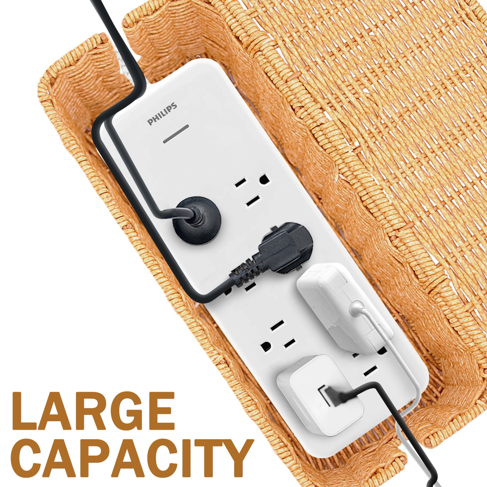 2 Pack Cable Management Box, Power Strip Organizer with Locked Cover, Handmade Rattan Cable Organizer Cords Hider, Desk Cord Organizer Management, Power Strip Cover Box for USB Outlet & Computer