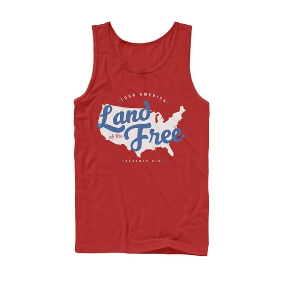 Men's Lost Gods Fourth of July  Tour Land of Free  Tank Top Red 2X Large