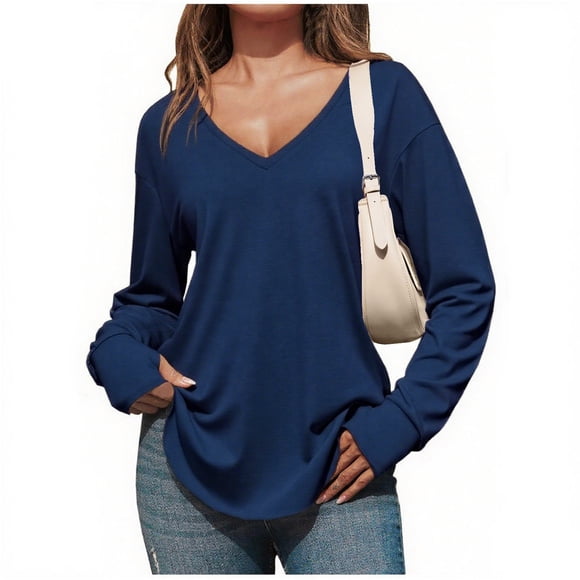 ZMFXJPE Western Shirt Women Womens Fall Clothes Womens Long Sleeves Womens Fall Fashion Fall Outfits Women(Blue,S)