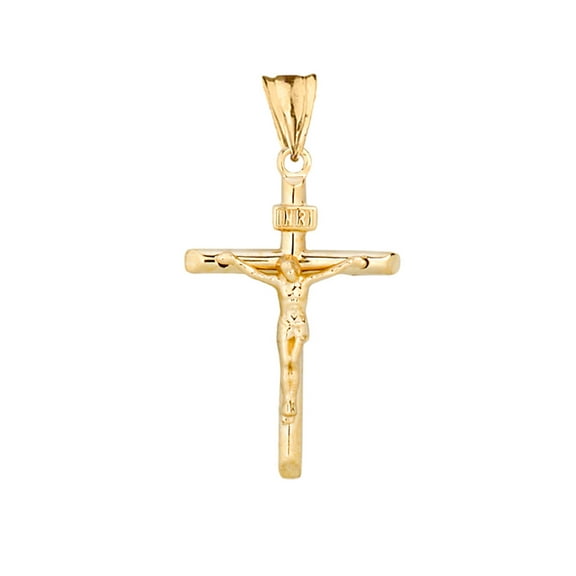 10k Yellow Gold Dainty Crucifix Cross (INRI) Pendant
