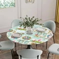 thumbnail image 2 of Easter Fitted Tablecloth with Elastic Edged, Round Table Cloth for Dining Table, Spring Watercolor Eggs Farmhouse Gnomes Wooden Grain Waterproof Oil Proof Table Cover for Indoor Outdoor 36"-44", 2 of 8