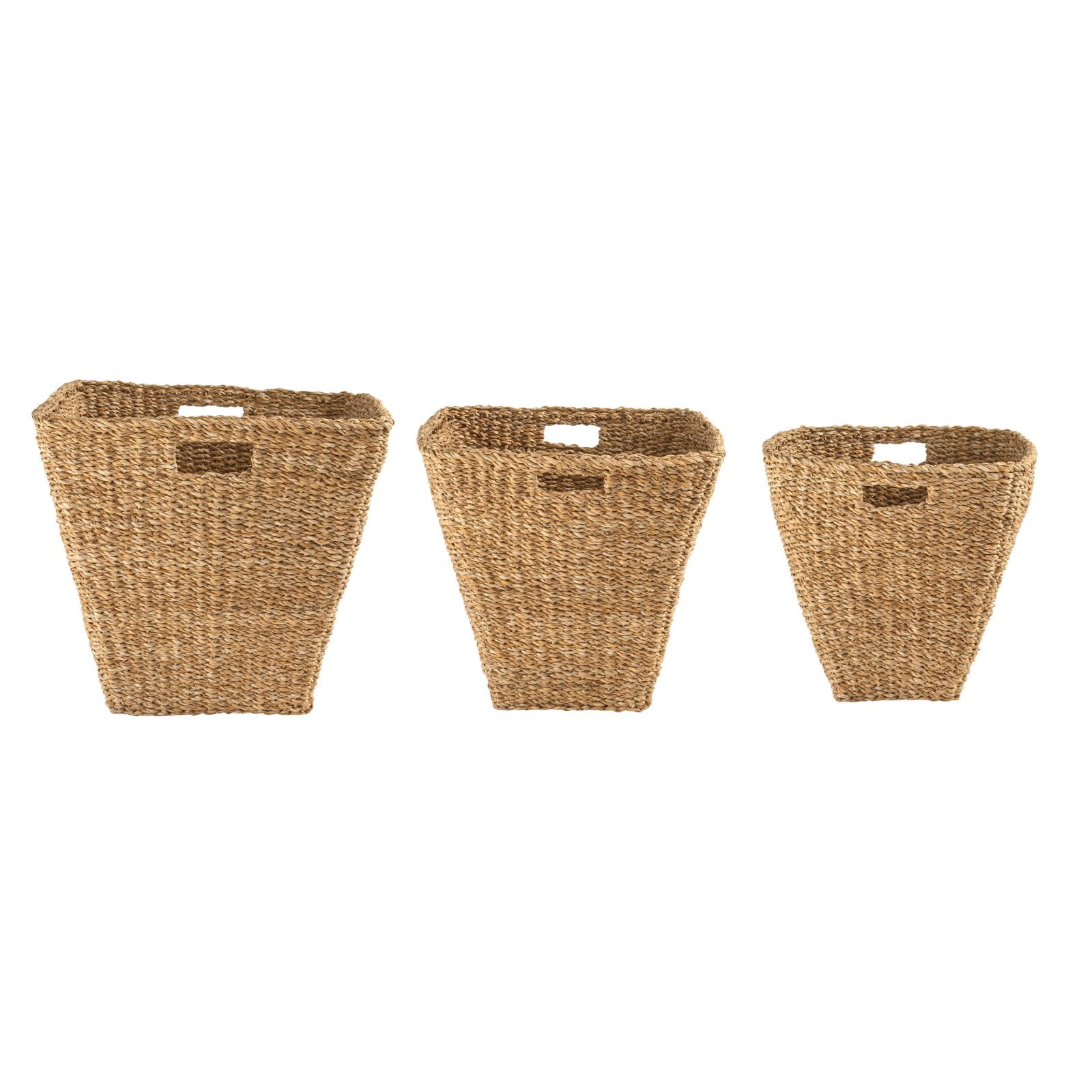 3R Studios Handwoven Seagrass Baskets with Handles Set of 3
