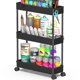 thumbnail image 1 of Carrito de almacenamiento rodante SPACEKEEPER Slim de 3 niveles negro, 1 of 8