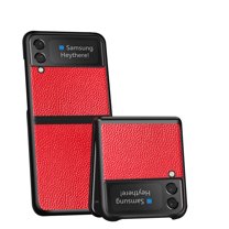 Allytech Case for Samsung Galaxy Z Flip 3 5G 2021, Galaxy Z Flip 3 Cover, Lychee Grain PU Leather All-Inclusive Shockproof Folding Screen Stylish Case for Galaxy Z Flip3 2021, Red