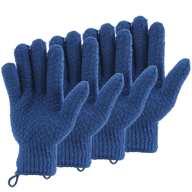 2 pares de guantes exfoliantes de baño para hombres y mujeres - CLEEDY 4 guantes exfoliantes pesados ??y grandes para masaje de spa en la ducha - Manoplas exfoliantes para cuerpo, cara, manos y pies (