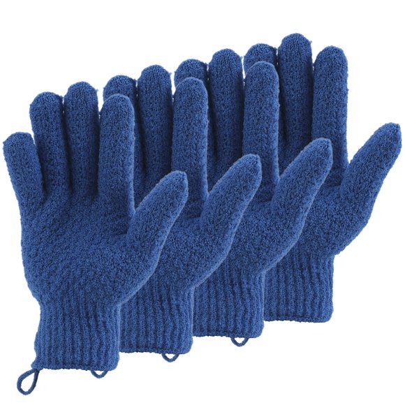 2 pares de guantes exfoliantes de baño para hombres y mujeres - CLEEDY 4 guantes exfoliantes pesados ??y grandes para masaje de spa en la ducha - Manoplas exfoliantes para cuerpo, cara, manos y pies (
