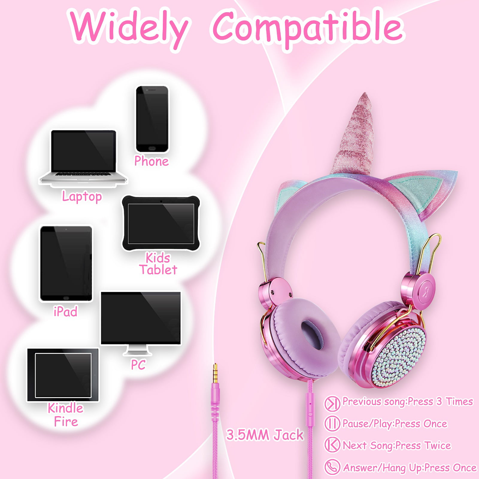 Buy Wholesale China New Arrival Sharing Cute Foldable Wired Kids Headphones  With Replaceable Stickers And 85db & Wired Headphones at USD 3