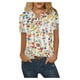 thumbnail image 1 of Moda mujer Casual cuello redondo botón manga corta estampado suelto pulóver blusa camisa Tops Fridja  ghk427, 1 of 4