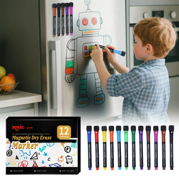 Marcadores De Punta Fina Para Pizarra Blanca, 12 Bolgrafos Magnticos De Colores, 10 Ml De Tinta, Borrador Incluido, Para El Hogar, La Oficina, Pizarras Escolares, Plstico Resistente, UKHBMC