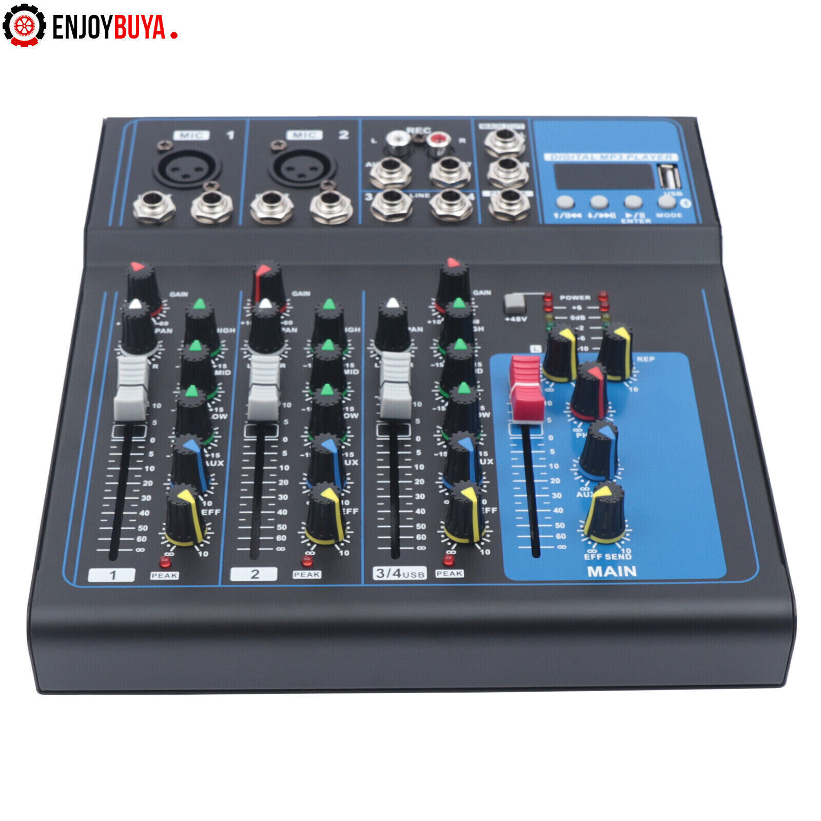 4-Channel Mixer Bluetooth Studio Audio Mixer DJ Live Sound Mixing Console USB