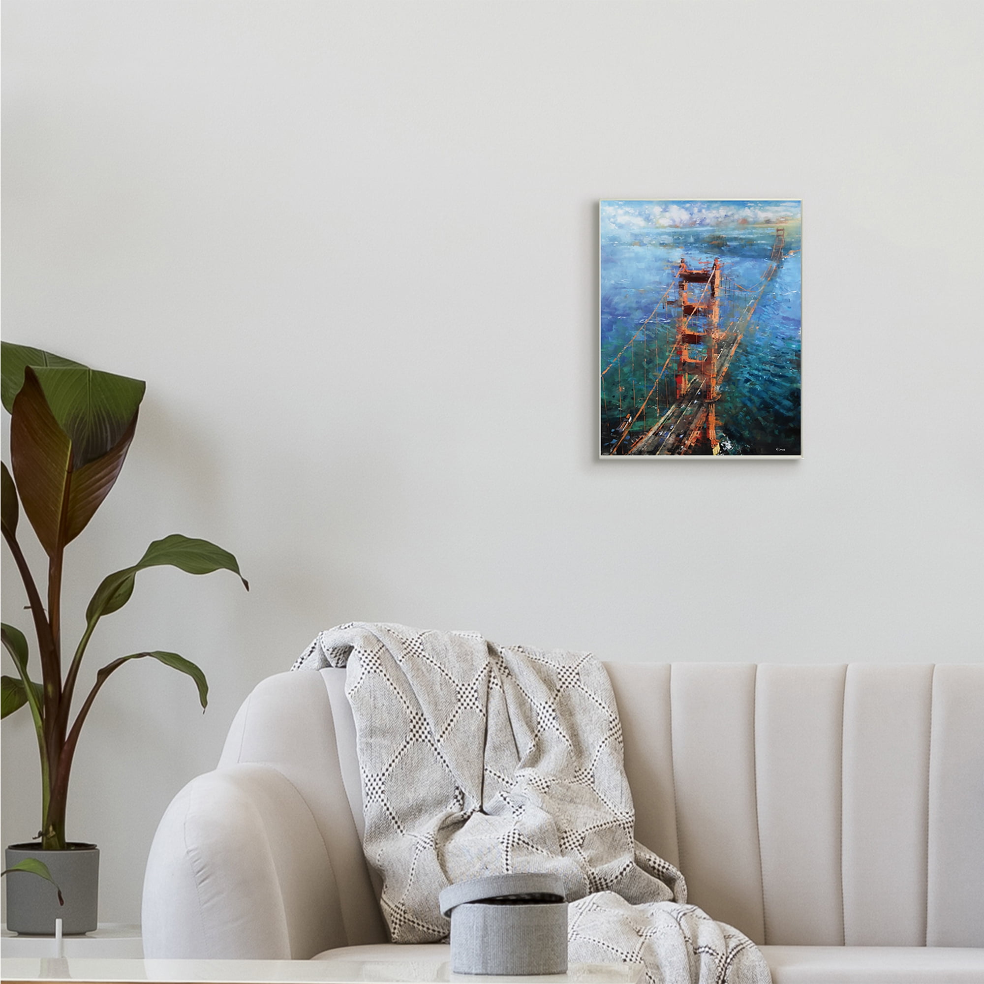 Stupell Industries Golden Gate Bridge Contemporary Abstract Aerial View,10 x 15,Designed by Mark Lague