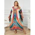 thumbnail image 3 of Sunforyou Women Print Kaftan Dresses Plus Size Swimsuit Coverup Summer House Dress Caftan Loungewear, 3 of 6
