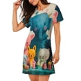 thumbnail image 2 of Sikiie Cute Animal Party Print Women's Short-sleeved Nightdress, Round Neck Pullover Nightdress Pajamas Summer Home Wear, 2 of 6