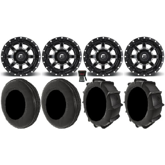 Fuel Maverick Black 14" Wheels 28" Dune Tires Sportsman RZR Ranger