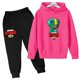 thumbnail image 3 of Conjunto de 2 piezas con capucha y pantalones para niños y niñas, chándal con estampado de juego de moda para primavera y otoño, de 3 a 13 años, trajes clásicos de anime, 3 of 5