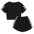 thumbnail image 3 of Grblisyd Short Sets for Girls Plaid Print T-Shirt and Shorts Set Loose Soft Summer Outfits Athletic Clothing Sets Black 12-13Y, 3 of 4