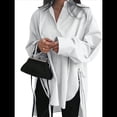 thumbnail image 1 of Camisas de Botones Extragrandes para Mujer, Blusas de Larga con Aberturas, Corte Alto y Bajo M, 1 of 8