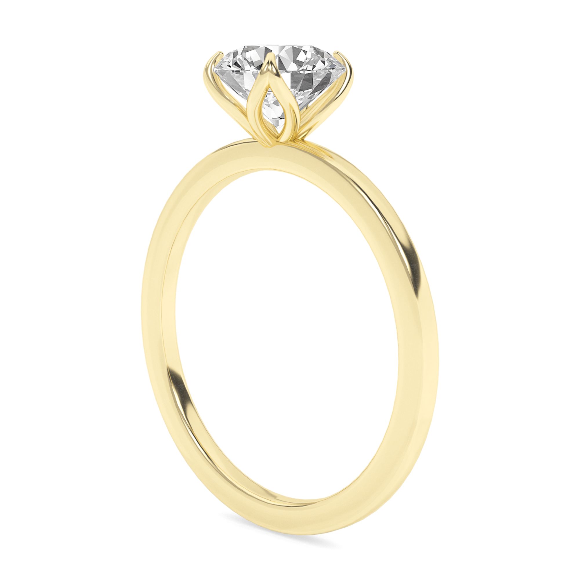 AFFY 1.00 Carat (ctw) Solitaire Style Engagement Rings For Women, Round Lab Created Moissanite Promise Ring For Her In 10k Solid Yellow Gold | VVS1 Quality (1 Ctw) Ring Size-8.5
