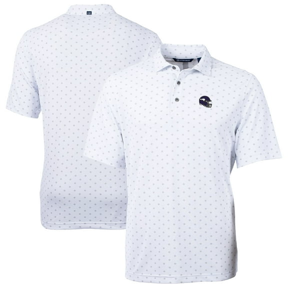 Men's Cutter & Buck White Minnesota Vikings Big & Tall Virtue Eco Pique Tile Print Recycled DryTec Polo