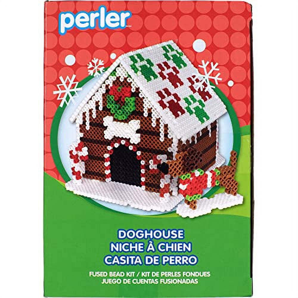 Perler Gingerbread Dog House 3D Christmas Fuse Bead Kit for Kids and  Families, Multicolor 10006 Piece 