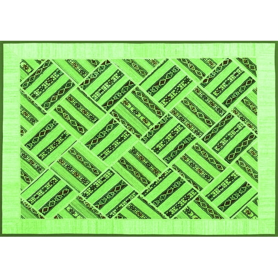 Ahgly Company Indoor Rectangle Solid Green Modern Area Rugs, 5' x 7'