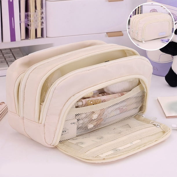 Estuche de Gran Capacidad Zkr250731644 | Estuche de Tela Resistente con Cremallera para Bolígrafos | Organizador Multifunción para La Escuela, La Oficina, Viajes, Maquillaje, Brochas y Pinceles | Bol