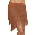thumbnail image 2 of Letdown Women's Tassels Fringe Latin Dance Skirt 3 Tiered Tassel Elastic Waist Modern Ballroom Salsa Tango Samba Rumba Dancewear Ballroom (Coffee,L), 2 of 4