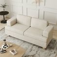 thumbnail image 3 of YOUDENOVA Modern Loveseat Sofa, 63" Small Couch with Deep Seats, Corduroy Sofa Cloud Couch for Living Room Apartment Lounge, White Beige Cream Couch, 3 of 9