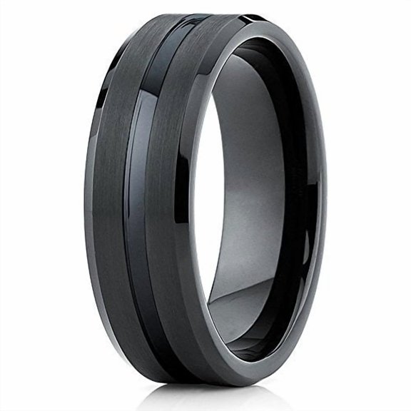Tungsten Wedding Band Black Tungsten Ring Men and Women Tungsten Carbide Ring 8mm Comfort Fit