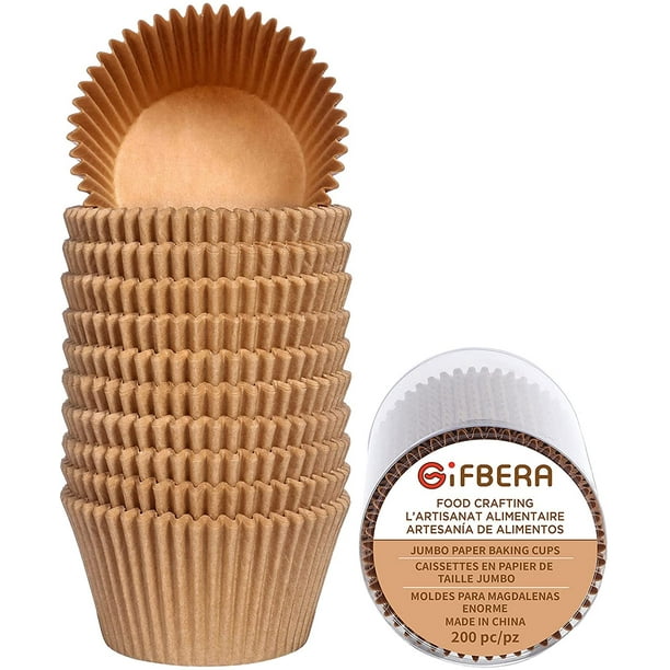 200Count Gifbera Natural Greaseproof Jumbo Cupcake Liners, Muffin Paper Backing Cups for